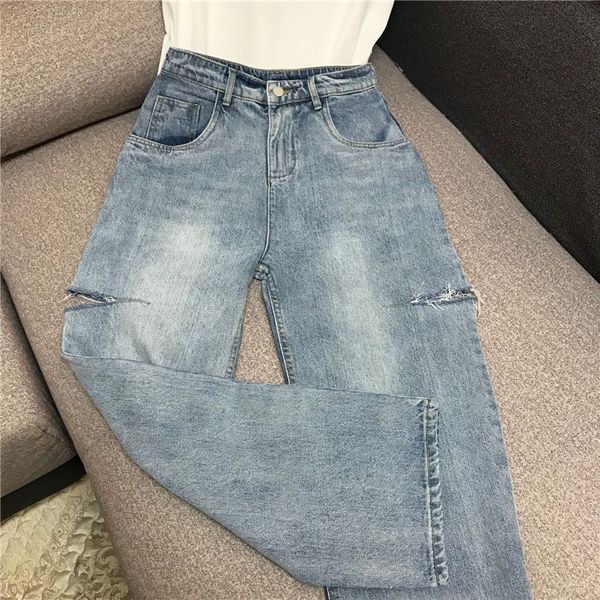 jeans high waist loose straight 2020 summer side knife cut retro washed wide leg pants 0422, Blue
jeans high waist loose straight 2020 summer side knife cut retro washed wide leg pants 0422, Blue