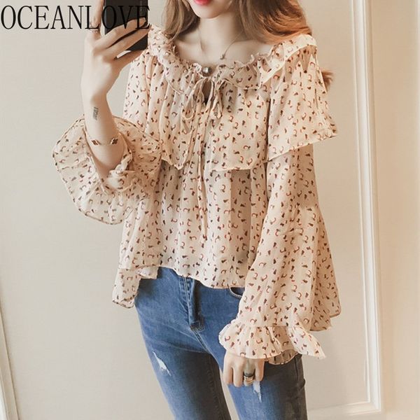 women's blouses & shirts oceanlove chiffon print floral ruffles women spring sweet elegant fashion ropa mujer 2021 ins bow blusas 1488, White
women's blouses & shirts oceanlove chiffon print floral ruffles women spring sweet elegant fashion ropa mujer 2021 ins bow blusas 1488, White
