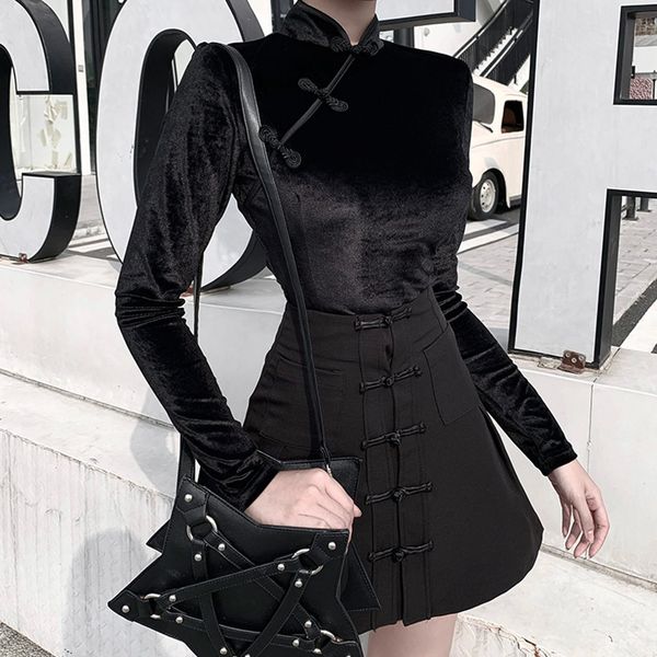 women's gothic blouse autumn and winter fashion black blouse chinese style vintage stand collar button blusa feminina #b, White
women's gothic blouse autumn and winter fashion black blouse chinese style vintage stand collar button blusa feminina #b, White