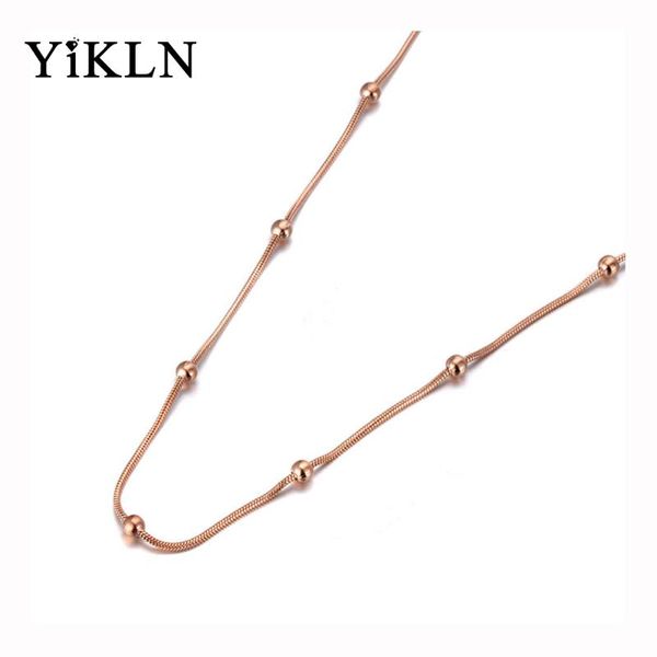 yikln trendy rose gold color round beads chain & link necklaces jewelry titanium steel choker necklace for women girls yn19079, Silver
yikln trendy rose gold color round beads chain & link necklaces jewelry titanium steel choker necklace for women girls yn19079, Silver
