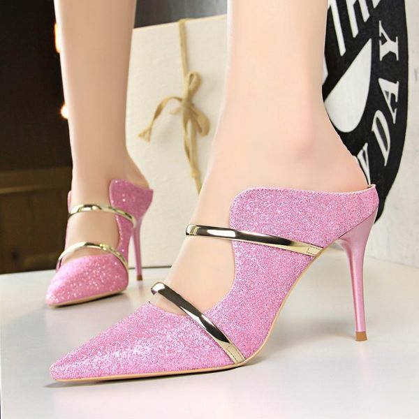 mules clog woman sandals fashion open instep pointed toe metal decoration shining leather pink slides thin heels slippers women, Black
mules clog woman sandals fashion open instep pointed toe metal decoration shining leather pink slides thin heels slippers women, Black