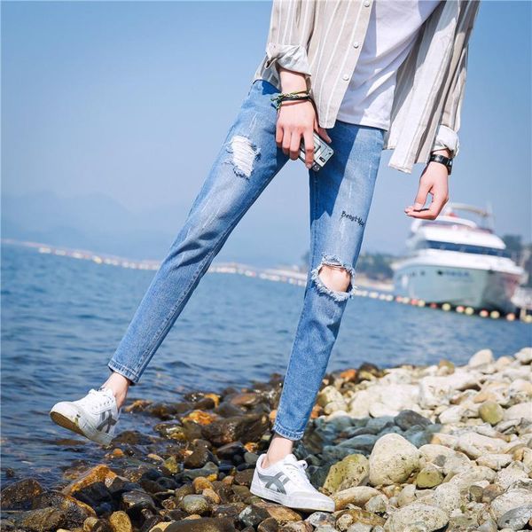 men's jeans ripped hole stretch 2021 fashion spring korean teenagers small feet men old beggar denim long pants male, Blue
men's jeans ripped hole stretch 2021 fashion spring korean teenagers small feet men old beggar denim long pants male, Blue