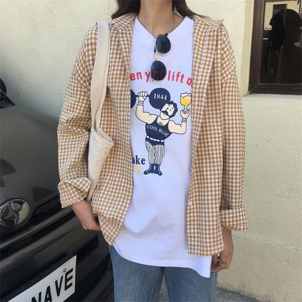lazy plaid lapels single breasted shirt tunic women's shirts kawaii girl ulzzang sweet female ulzzang harajuku lovely for women, White
lazy plaid lapels single breasted shirt tunic women's shirts kawaii girl ulzzang sweet female ulzzang harajuku lovely for women, White