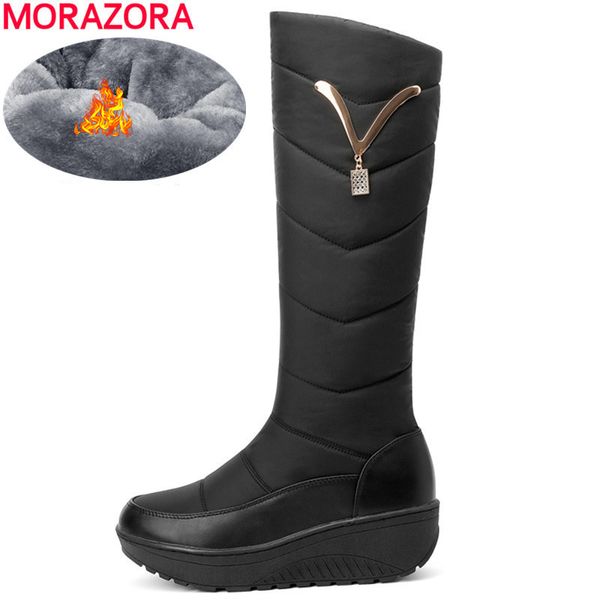 morazora 2020 snow boots women winter warm platform shoes fashion metal decoration waterproof non-slip wedges knee high boots, Black
morazora 2020 snow boots women winter warm platform shoes fashion metal decoration waterproof non-slip wedges knee high boots, Black
