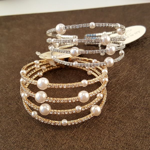 fashion crystal rhinestones silver color jewelry for women wedding with pearls four rows chain & link bracelets, Black
fashion crystal rhinestones silver color jewelry for women wedding with pearls four rows chain & link bracelets, Black