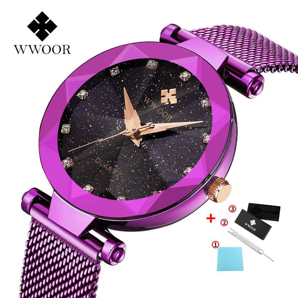 wwoor starry sky watch for women fashion trend purple diamond women watch dress women's bracelet watches, Slivery;brown
wwoor starry sky watch for women fashion trend purple diamond women watch dress women's bracelet watches, Slivery;brown