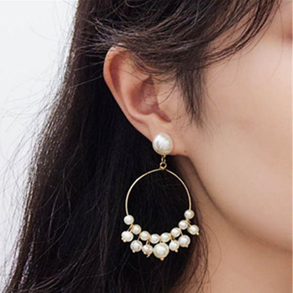 elegant fashion earring for women lady 2019 big circle faux pearl dangle earrings party charm jewelry gift, Silver
elegant fashion earring for women lady 2019 big circle faux pearl dangle earrings party charm jewelry gift, Silver