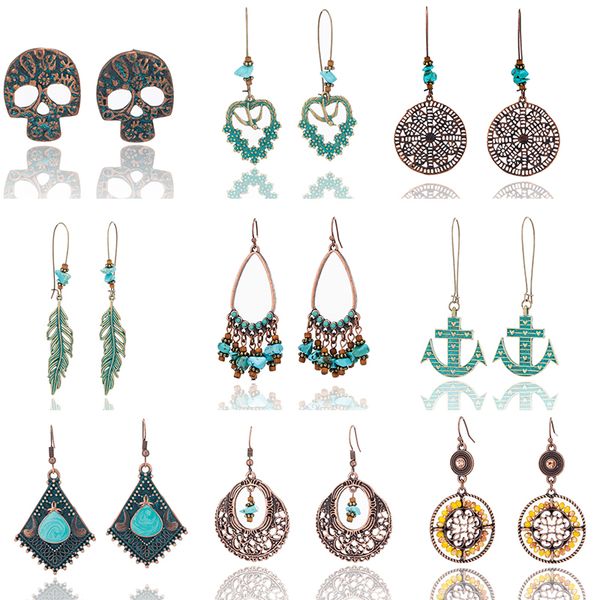 women multiple kinds vintage antique alloy drop earrings skull leaf anchor dangle earrings hanging casual jewelry accessories, Silver
women multiple kinds vintage antique alloy drop earrings skull leaf anchor dangle earrings hanging casual jewelry accessories, Silver