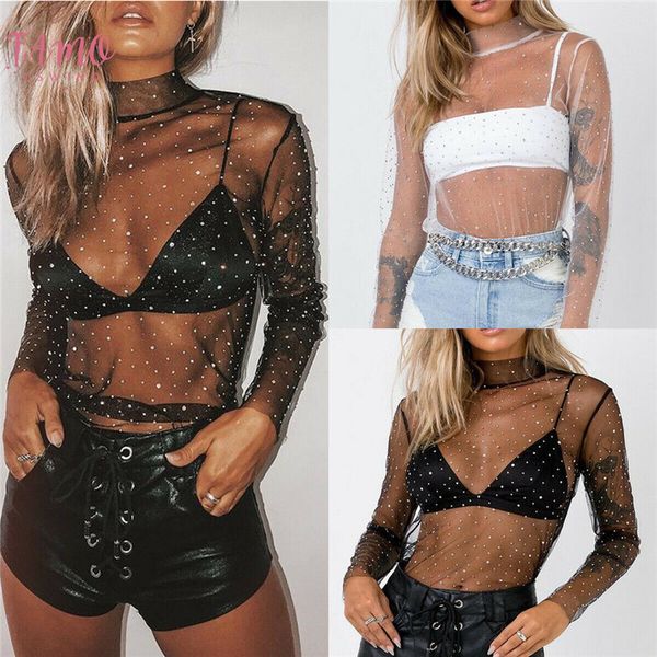 women lace mesh sheer blouses lady cap sleeve shiny see through beads shirts long sleeve shirt blouse women clothing clubwear, White
women lace mesh sheer blouses lady cap sleeve shiny see through beads shirts long sleeve shirt blouse women clothing clubwear, White