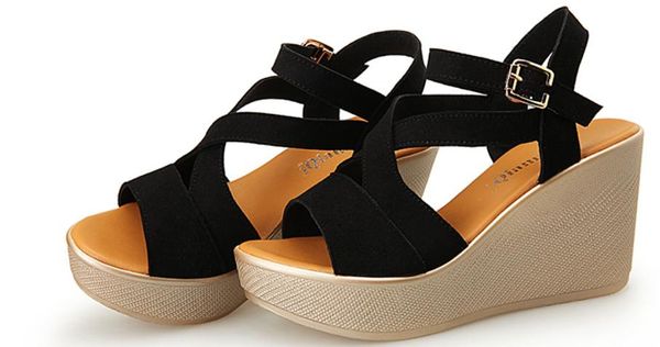 2019 women's sandals in summer with new style slope heel thick bottom waterproof table @72, Black
2019 women's sandals in summer with new style slope heel thick bottom waterproof table @72, Black