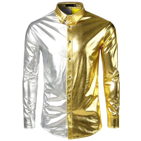 autumn/winter 2018 nightclub style shirt fashionable bright surface long sleeve shirt pair of matching color gilding 190, White;black
autumn/winter 2018 nightclub style shirt fashionable bright surface long sleeve shirt pair of matching color gilding 190, White;black
