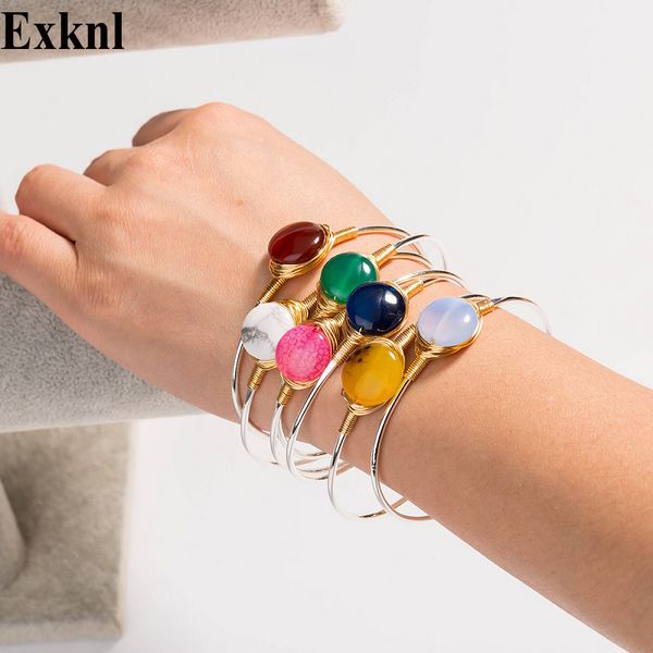 exknl brand 2019 silver color bangles colorful natural round stone cuff bangle bracelet for women fashion jewelry new, Black
exknl brand 2019 silver color bangles colorful natural round stone cuff bangle bracelet for women fashion jewelry new, Black