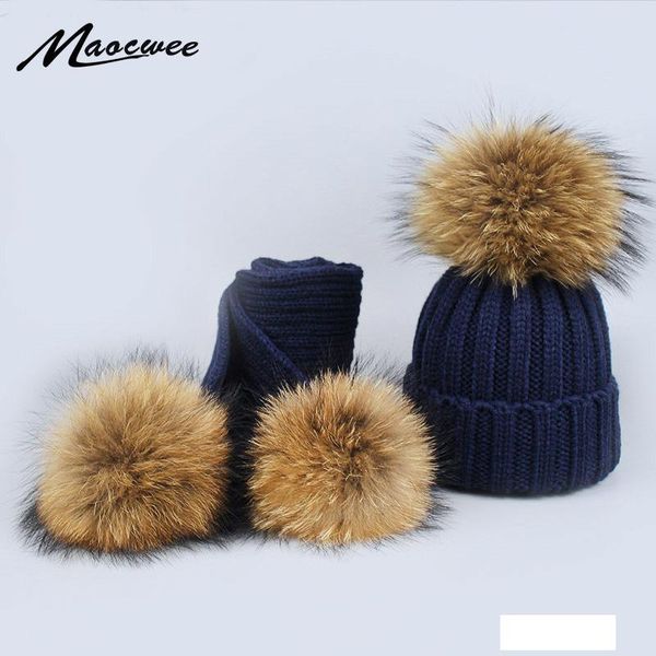 new 2 pieces set children winter hat scarf for girls hat real raccoon fur pom pom beanies woman cap knitted winter hat wholesale s1020, Blue;gray 
new 2 pieces set children winter hat scarf for girls hat real raccoon fur pom pom beanies woman cap knitted winter hat wholesale s1020, Blue;gray