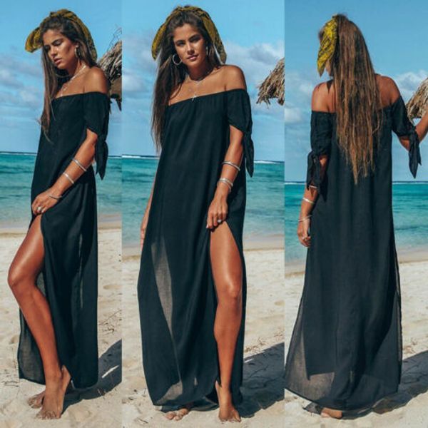 new women maxi summer beach long dress off shoulder holiday solid color cover up skirt swimsuit beachwear
new women maxi summer beach long dress off shoulder holiday solid color cover up skirt swimsuit beachwear