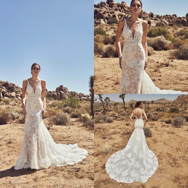 calla blanche 2019 mermaid wedding dresses v neck lace backless sweep train bridal gowns beach plus size wedding gown, White
calla blanche 2019 mermaid wedding dresses v neck lace backless sweep train bridal gowns beach plus size wedding gown, White