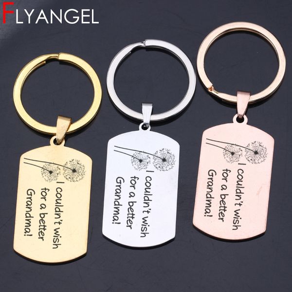 

new design key chain engraved i couldn't wish for a better grandma dandelion car key tag gifts for grandma keyring jewelry, Silver