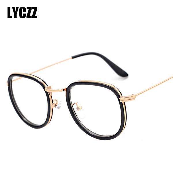 

lyczz metal full rim glasses frame men eyeglass frames for prescription women myopia glasses lenses eyewear retro round oculos, Black