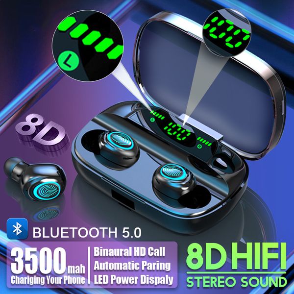 Image of 3500mAh LED Bluetooth Wireless Earphones Headphones Earbuds TWS Touch Control Sport Headset Noise Cancel Earphone Headphone With Package