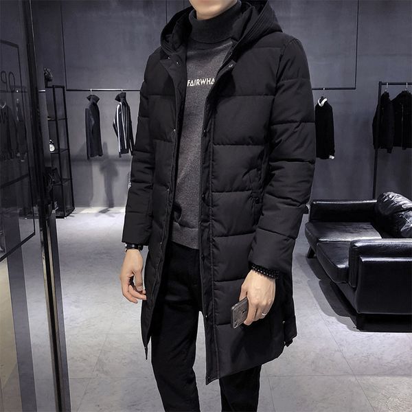 

winter thick cotton padded jacket mens hooded warm thicken parka coat men long warm jacket coats male trench overcoat outwear, Black