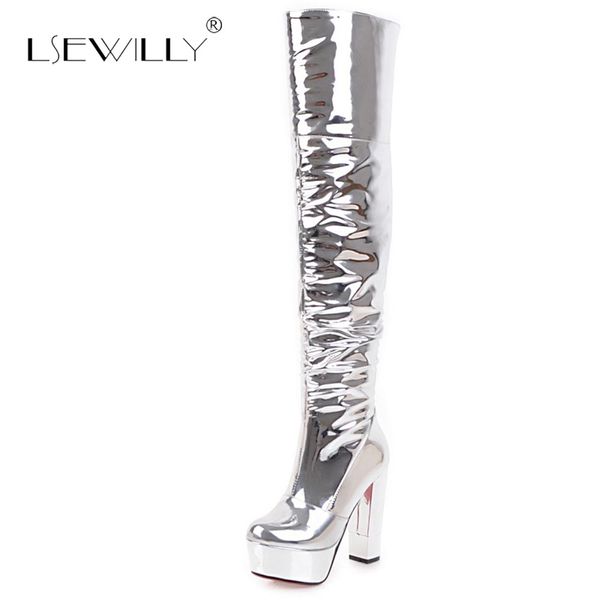 lsewilly fashion ladies over the knee boots patent leather silver platform stiletto thigh high heels footwear winter bar s779, Black
lsewilly fashion ladies over the knee boots patent leather silver platform stiletto thigh high heels footwear winter bar s779, Black