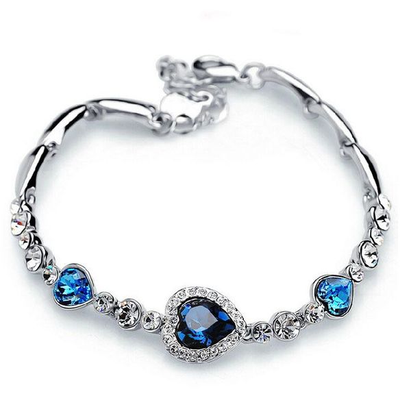 ocean blue bracelets sliver plated crystal rhinestone heart charm bracelet bangle gift jewelry charm bracelets, Golden;silver 
ocean blue bracelets sliver plated crystal rhinestone heart charm bracelet bangle gift jewelry charm bracelets, Golden;silver