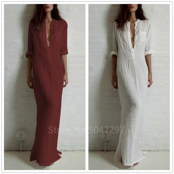 women abaya dubai kaftan linen cotton dresses v-neck solid color robes elegant female slimming style ramadan islamic clothing, Red
women abaya dubai kaftan linen cotton dresses v-neck solid color robes elegant female slimming style ramadan islamic clothing, Red