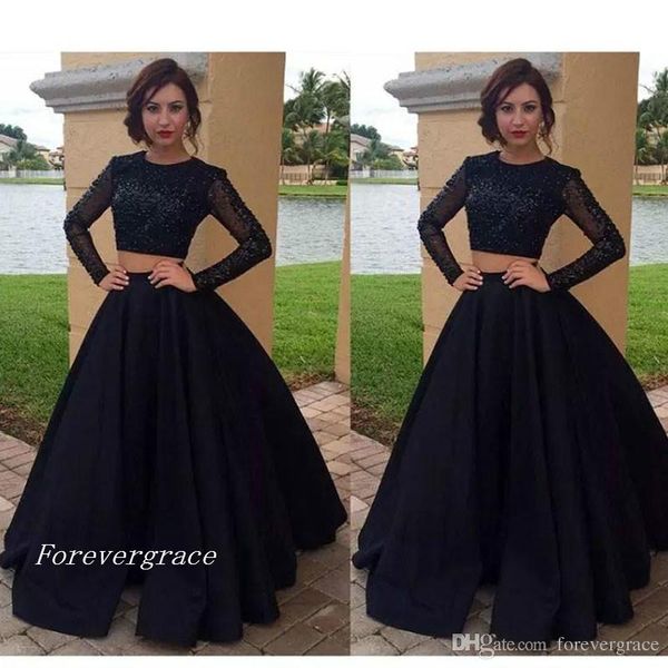 2019 new arrival long sleeve 2 piece evening dress modest a-line beaded formal party gown custom made plus size, Black;red
2019 new arrival long sleeve 2 piece evening dress modest a-line beaded formal party gown custom made plus size, Black;red