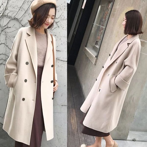 2019 new woolen long coat large size female autumn and winter korean trend thickening warm fat sister 200 pounds woolen coat, Black
2019 new woolen long coat large size female autumn and winter korean trend thickening warm fat sister 200 pounds woolen coat, Black