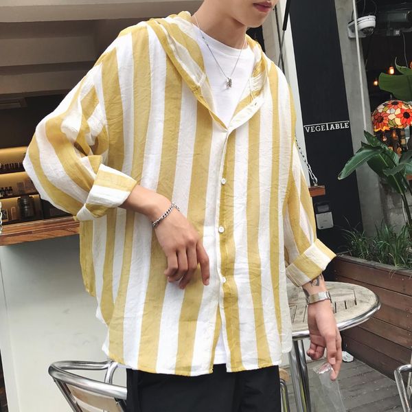 vertical stripes shirt men hooded summer casual long sleeve streetwear fashion korean casual hooded mens shirt japanese 50cs, White;black
vertical stripes shirt men hooded summer casual long sleeve streetwear fashion korean casual hooded mens shirt japanese 50cs, White;black