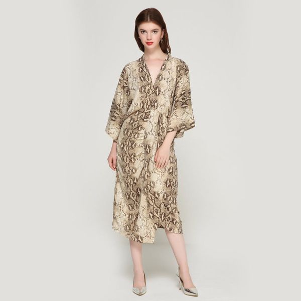 designer dresses women clothing women snake print oversized elastic waist twill split ladies summer loose chic dresses vestidos qa205, Black;gray
designer dresses women clothing women snake print oversized elastic waist twill split ladies summer loose chic dresses vestidos qa205, Black;gray