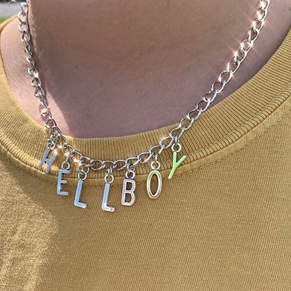 pendant necklaces kmvexo personality hip hop letter "hellboy" for women trendy choker neck chain punk style girls kolye bijoux, Silver
pendant necklaces kmvexo personality hip hop letter "hellboy" for women trendy choker neck chain punk style girls kolye bijoux, Silver