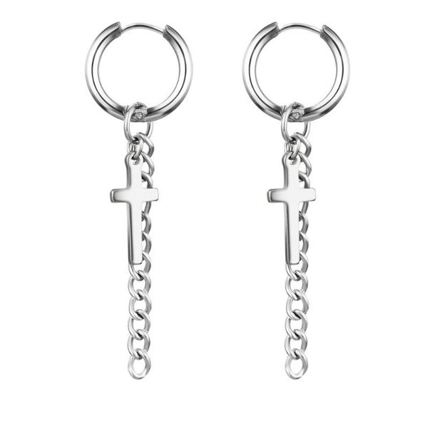 1 pair punk cross earrings for women men korean style stainless steel hoop earring long tassel chain earing jewelry gifts, Golden;silver
1 pair punk cross earrings for women men korean style stainless steel hoop earring long tassel chain earing jewelry gifts, Golden;silver