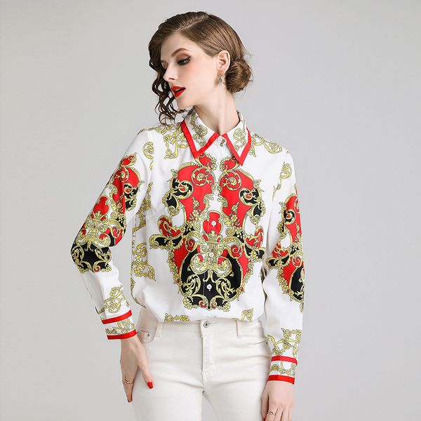 lady fashion brand shirt turn down collar elegant femme long sleeves women totem printed plus size runway luxury blouse 2019, White
lady fashion brand shirt turn down collar elegant femme long sleeves women totem printed plus size runway luxury blouse 2019, White