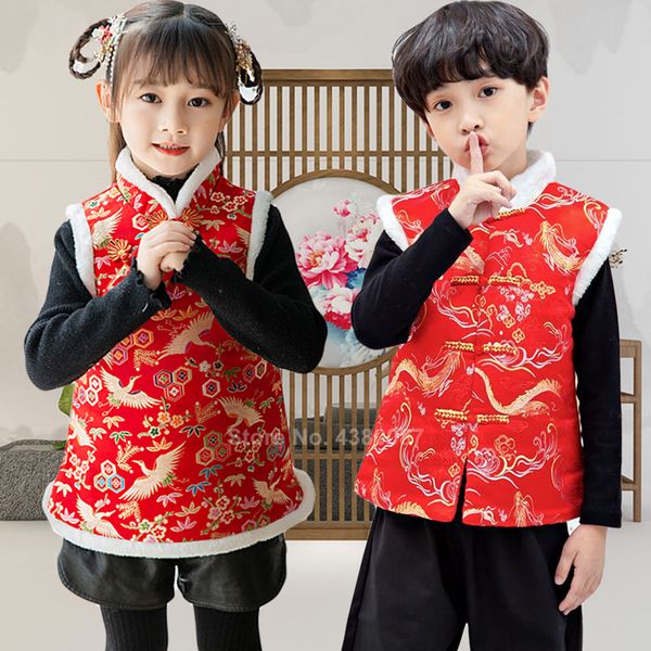 kids boy girls traditional chinese new year costume dragon pattern winter fur vest for newborn baby tang suit hanfu performance, Red
kids boy girls traditional chinese new year costume dragon pattern winter fur vest for newborn baby tang suit hanfu performance, Red
