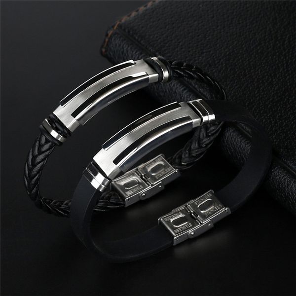 new stainless steel charm accessories genuine leather men bracelets woven bracelet for men birthday, Golden;silver
new stainless steel charm accessories genuine leather men bracelets woven bracelet for men birthday, Golden;silver