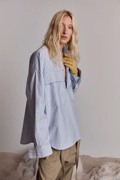 new tide brand high street fog button retro henry collar striped loose long sleeve lin yanjun with men and women shirt, White;black
new tide brand high street fog button retro henry collar striped loose long sleeve lin yanjun with men and women shirt, White;black