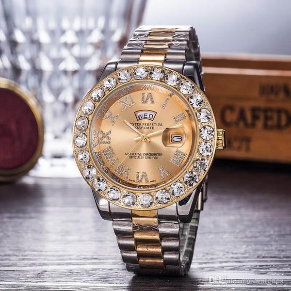 2019 44MM Luxury Mens Brand Men Watch Big Diamonds Day-Date Brand Stainless Steel Perpetual President Automatic Diamond Wristwatch Watches
2019 44MM Luxury Mens Brand Men Watch Big Diamonds Day-Date Brand Stainless Steel Perpetual President Automatic Diamond Wristwatch Watches