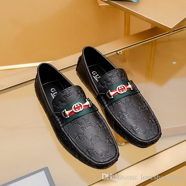 2020 luxury design men's dress shoes classic fashion luxury design casual shoes genuine leather driving shoes mens loafers, Black