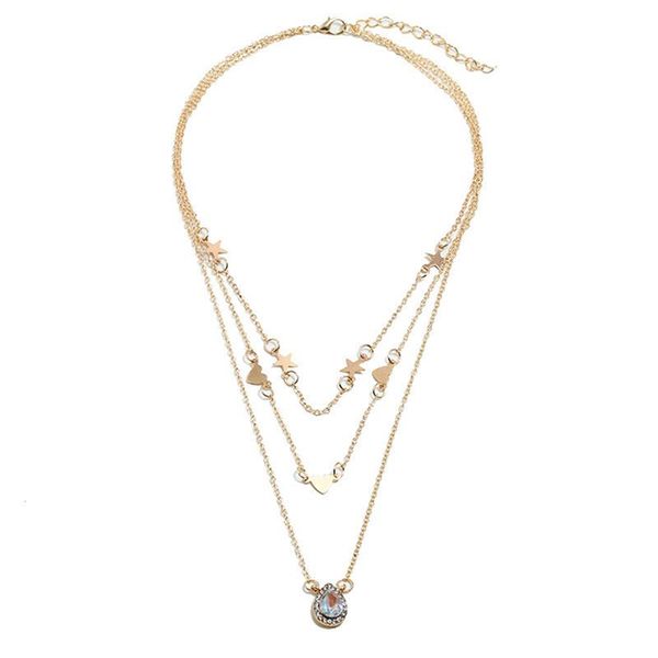 2020 new multi-layer crystal stars heart pendant necklace ladies retro charm necklace party jewelry accessories, Silver 
2020 new multi-layer crystal stars heart pendant necklace ladies retro charm necklace party jewelry accessories, Silver