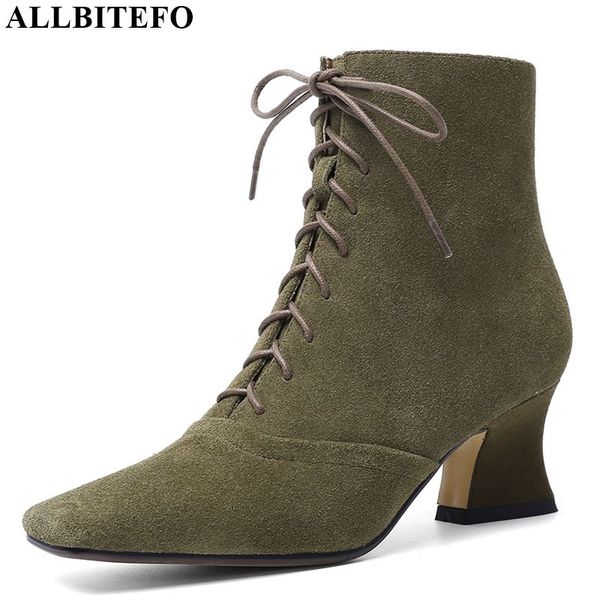 allbitefo thick heel genuine leather ankle boots winter lace up women boots new button girls comfortable, Black
allbitefo thick heel genuine leather ankle boots winter lace up women boots new button girls comfortable, Black