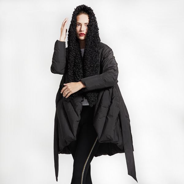 original design winter down jacket women new loose cloak imitation beach wool collar hooded long down coat female, Black
original design winter down jacket women new loose cloak imitation beach wool collar hooded long down coat female, Black