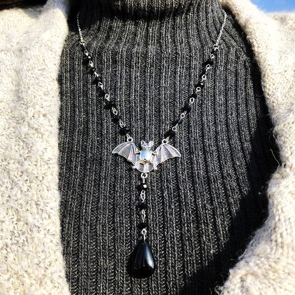 bat necklace women men gothic jewelry bat wings black water drop pendant long sweater necklace gifts for friends, Silver
bat necklace women men gothic jewelry bat wings black water drop pendant long sweater necklace gifts for friends, Silver