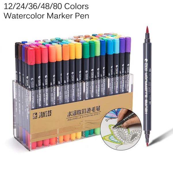 sta 12/24/36/48/80 colors dual tips watercolor brush marker pen set with fineliner tip for coloring books drawing highlighting
sta 12/24/36/48/80 colors dual tips watercolor brush marker pen set with fineliner tip for coloring books drawing highlighting