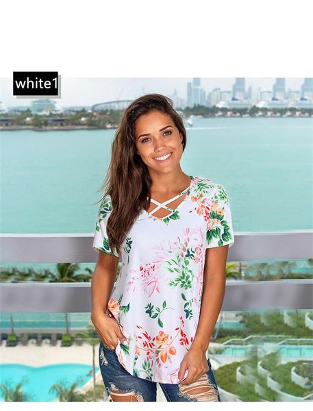 flora print v neck loose tees fashion hollow out collar women tshirts summer casual clothes, White
flora print v neck loose tees fashion hollow out collar women tshirts summer casual clothes, White