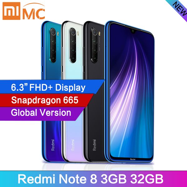 

Глобальная версия Xiaomi Redmi Note 8 48MP 4 камеры 3GB RAM 32GB смартфон Snapdragon 665 Octa Core 6.3" FHD экран