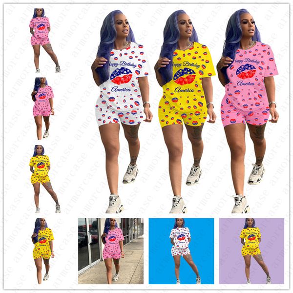 women two piece designer letters american independence day star lip full printing short sleeve t shirt shorts set brand sports suit d52512, White
women two piece designer letters american independence day star lip full printing short sleeve t shirt shorts set brand sports suit d52512, White