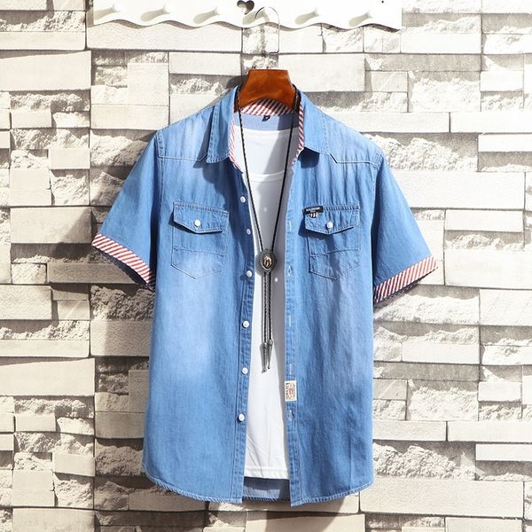 short sleeve shirt new men korean slim denim shirt youth casual wild half sleeve tide camisa masculina, White;black
short sleeve shirt new men korean slim denim shirt youth casual wild half sleeve tide camisa masculina, White;black