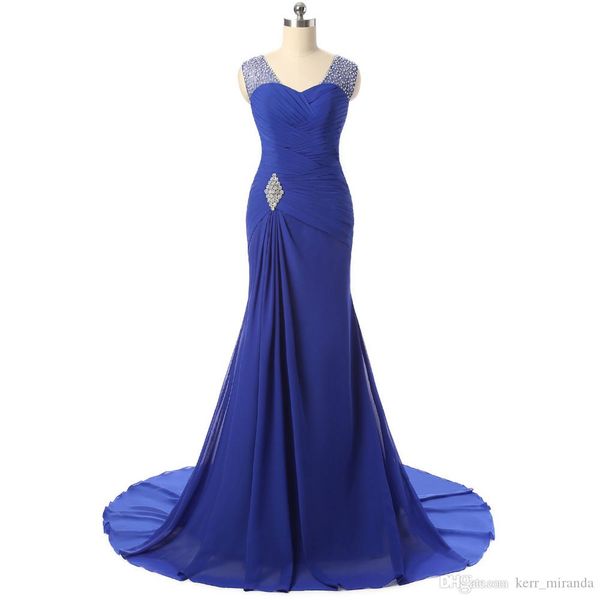 beaded formal evening dresses blue strapless chiffon slim bride long european and american foreign trade party dresses, Black;red
beaded formal evening dresses blue strapless chiffon slim bride long european and american foreign trade party dresses, Black;red