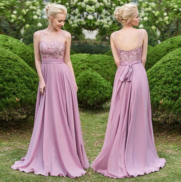 rose chiffon bridesmaid dresses long a-line sleeveless keyhole backless lace long wedding maid of honor gowns, White;pink
rose chiffon bridesmaid dresses long a-line sleeveless keyhole backless lace long wedding maid of honor gowns, White;pink