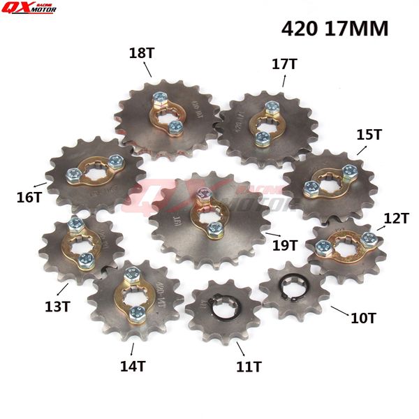 420 10-19t 17mm engine front sprockets for 50cc 70cc 90cc 110cc scooter motorcycle bike atv quad go kart moped
420 10-19t 17mm engine front sprockets for 50cc 70cc 90cc 110cc scooter motorcycle bike atv quad go kart moped